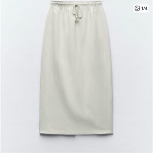 Zara Drawstring Midi Skirt in Light Gray